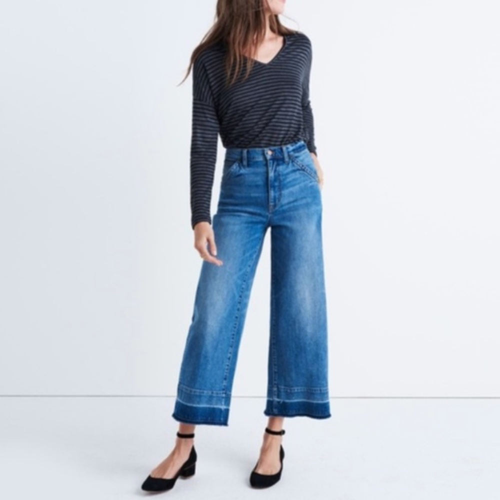 Madewell Wide Leg Crop Jeans Drop Hem Size 31